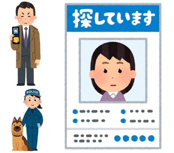 行方不明者を捜索する警察