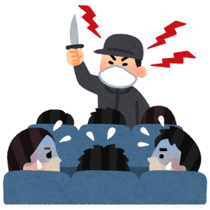刃物を持って脅す男