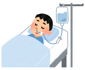 点滴を入れる男性